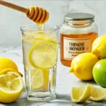 Glass of natural Mounjaro drink with lemon, ginger
