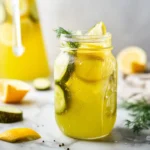 Pickle Lemonade Weight-Loss drink served in two clear glasses with lemon slices and dill pickle spears.